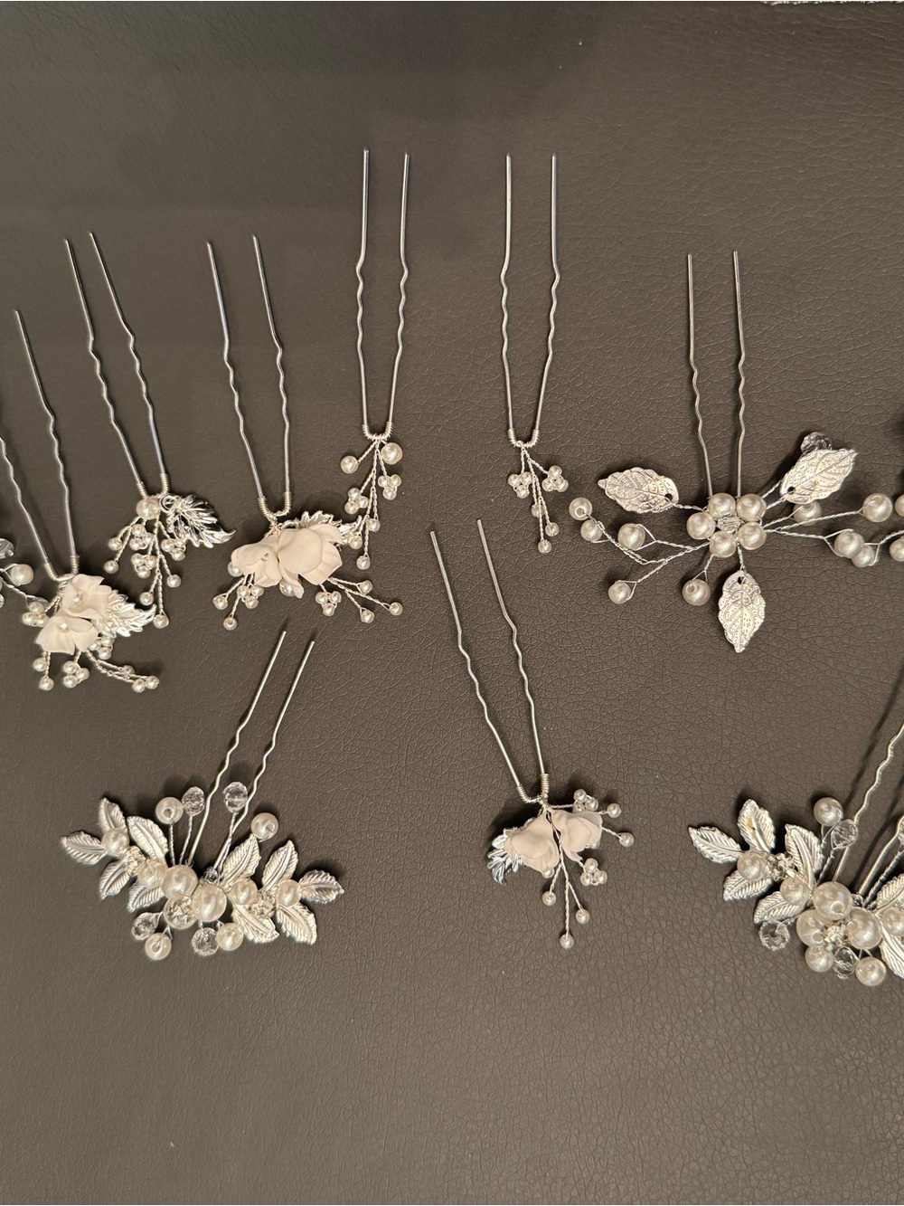 HAIR ACCESSORIES - Silver Pearl & Floral Bridal Hair Pins